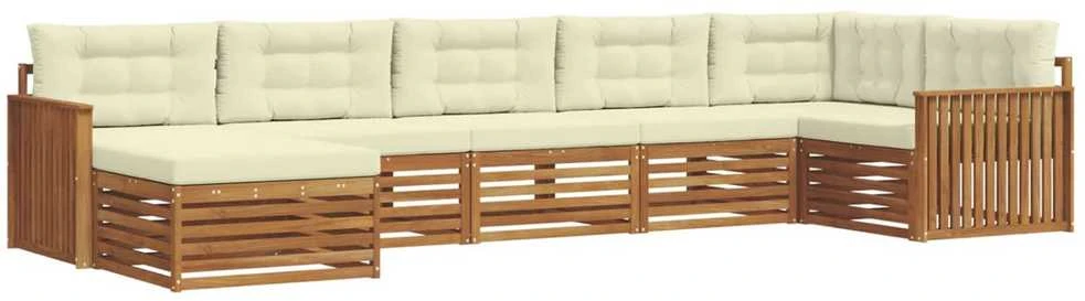 Sofa Lauko sofos komplektas 7 vnt. Natūralus ir grietinėlė