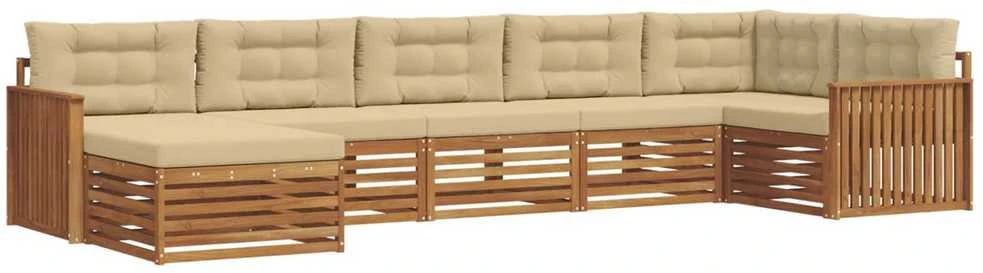 Sofa Lauko sofos komplektas 7 vnt. Natūralus ir bežinis