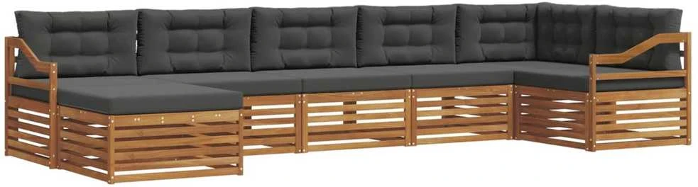 Sofa Lauko sofos komplektas 7 vnt. Natūralus ir antracitas