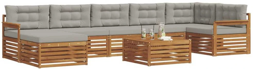 Sofa Lauko sofos komplektas 8 vnt. Natūrali ir šviesiai pilka