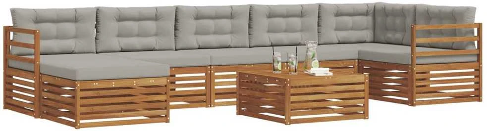 Sofa Lauko sofos komplektas 8 vnt. Natūrali ir šviesiai pilka