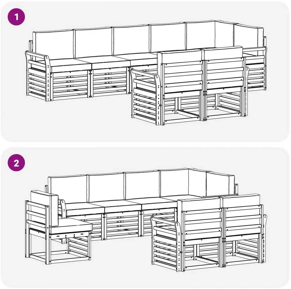 Lauko sofos komplektas 8 vnt. Natūralus ir antracitas
