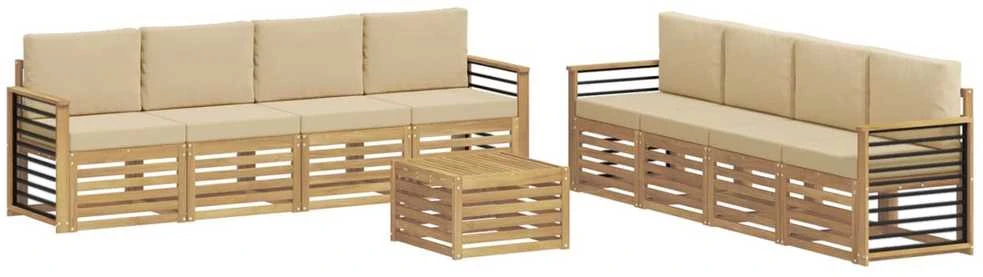 Lauko sofos komplektas 9 vnt. Balta ir kreminė Poliesteris