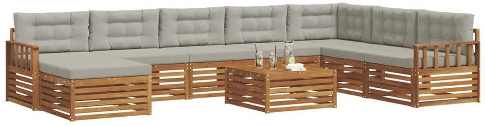 Sofa Lauko sofos komplektas 9 vnt. Natūrali ir šviesiai pilka
