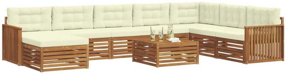 Sofa Lauko sofos komplektas 9 vnt. Natūralus ir grietinėlė