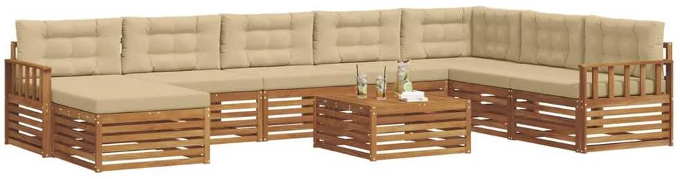 Sofa Lauko sofos komplektas 9 vnt. Natūralus ir bežinis