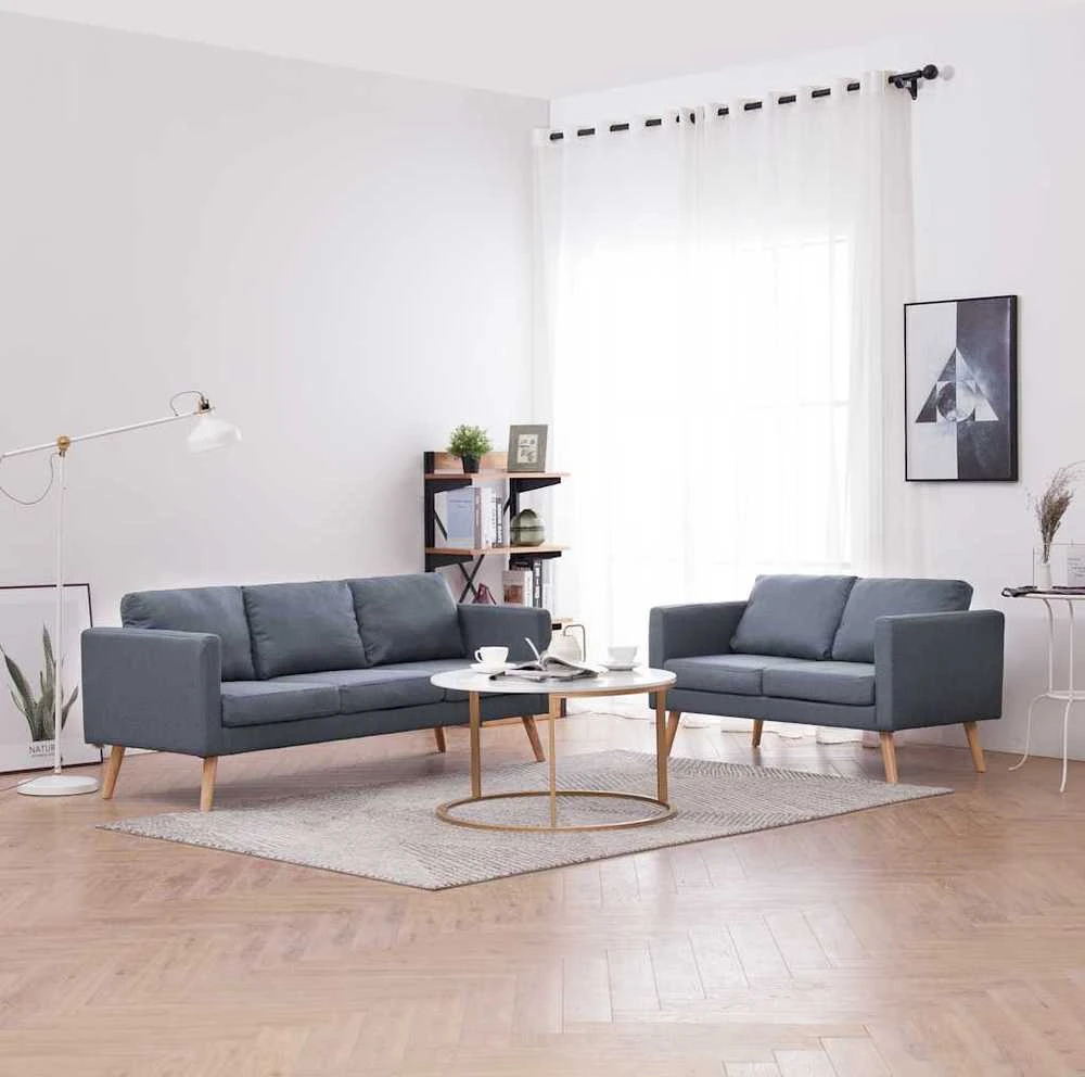 Sofa Sofų komplektas, 2-vietė ir 3-vietė, audinys, tamsiai pilkas