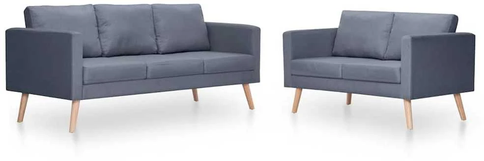 Sofa Sofų komplektas, 2-vietė ir 3-vietė, audinys, tamsiai pilkas