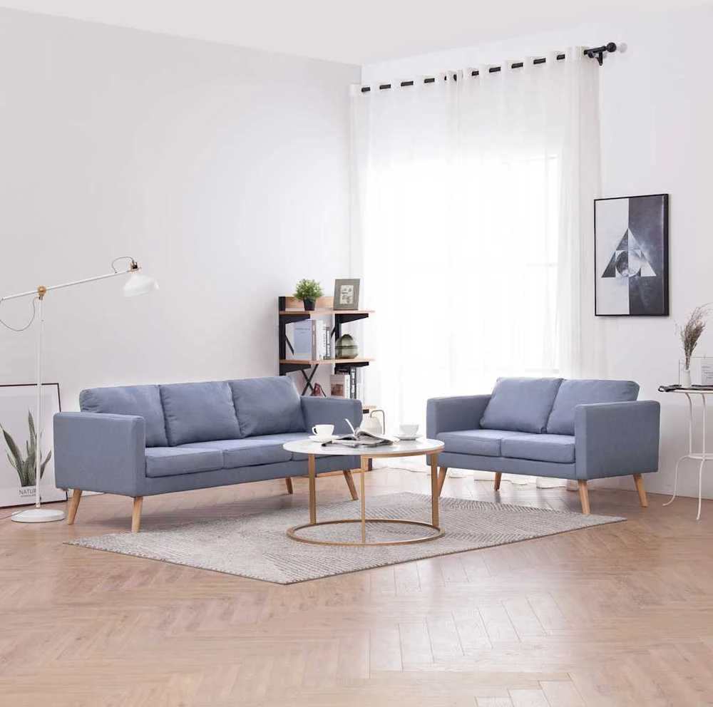 Sofa Sofų komplektas, 2-vietė ir 3-vietė, audinys, šviesiai pilkas