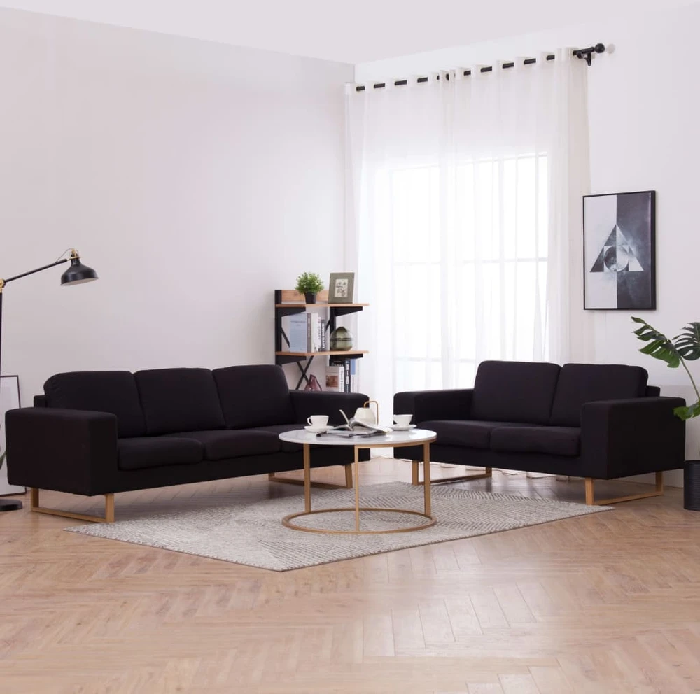 Sofa Sofų komplektas, 2d., juodas, audinys