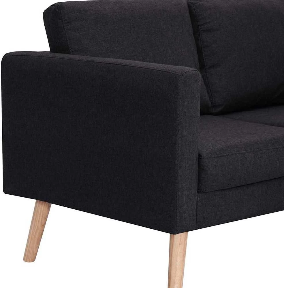 Sofa Sofų komplektas, 2d., juodas, audinys