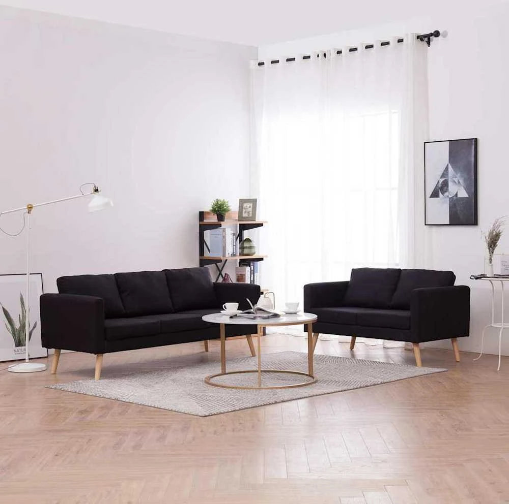 Sofa Sofų komplektas, 2d., juodas, audinys