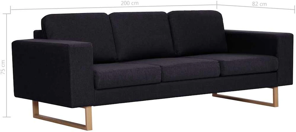Sofa Sofų komplektas, 2d., juodas, audinys