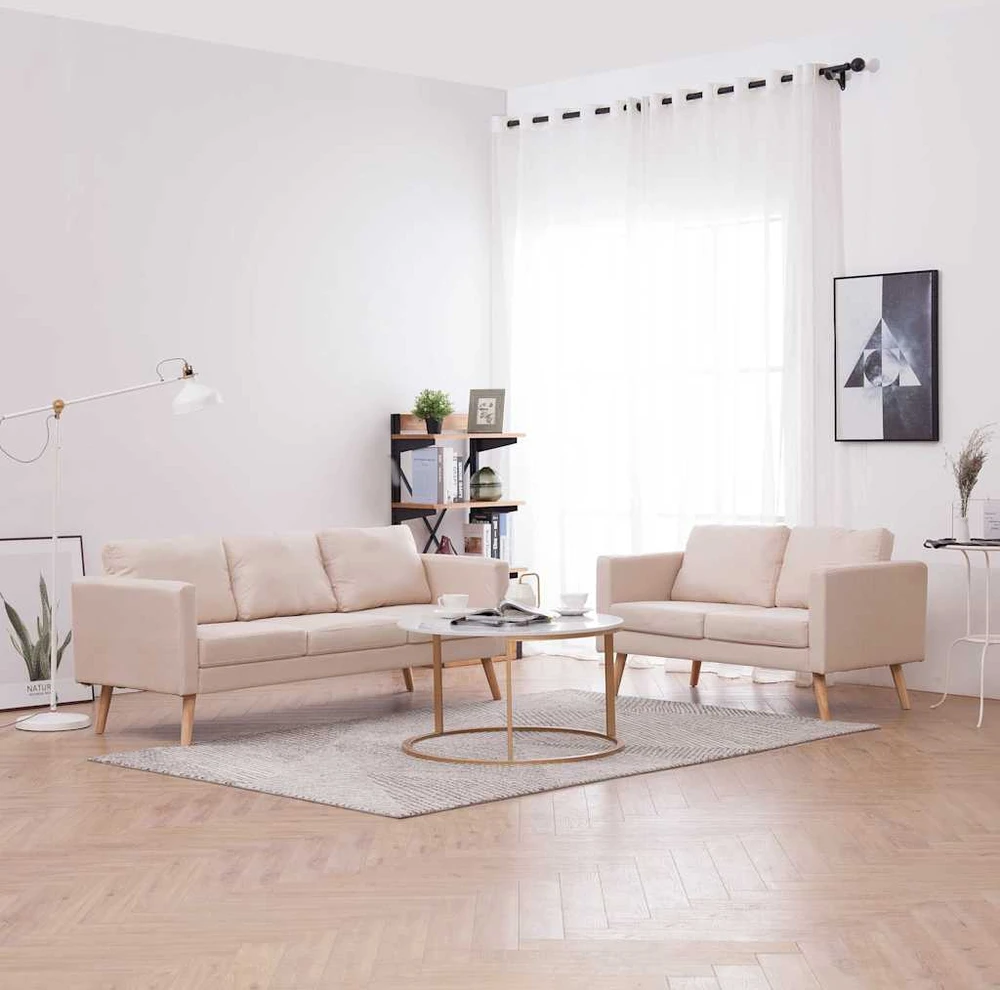 Sofa Sofų komplektas, 2d., kreminės sp., audinys