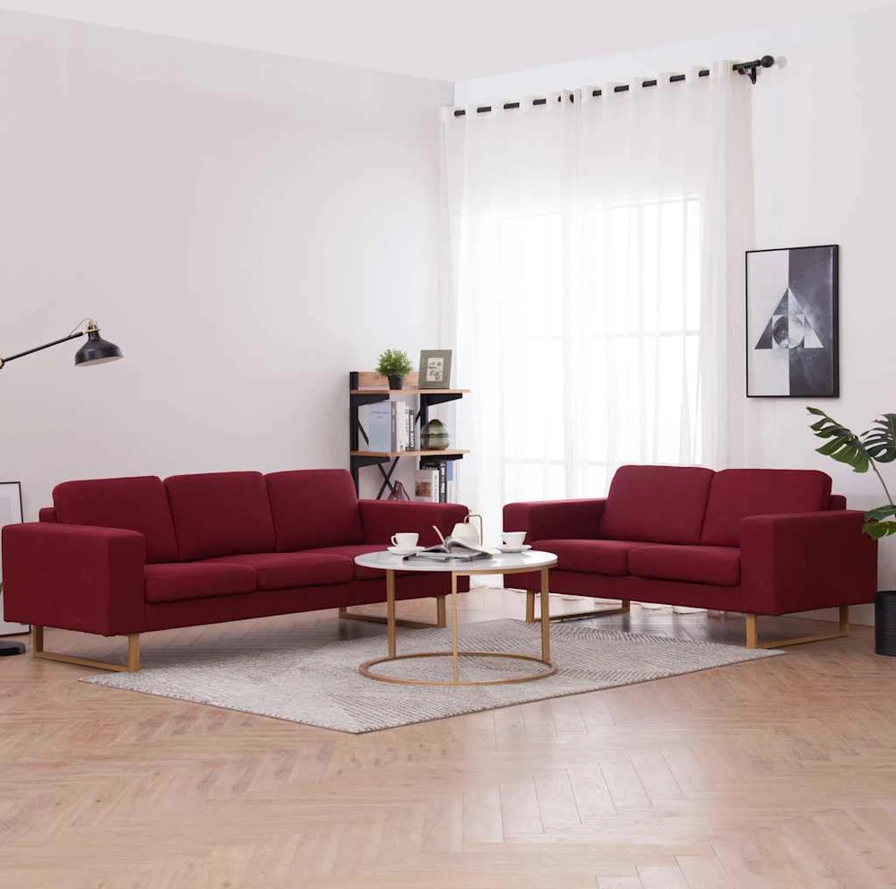 Sofa Sofų komplektas, 2d., vyno raud. sp., audinys
