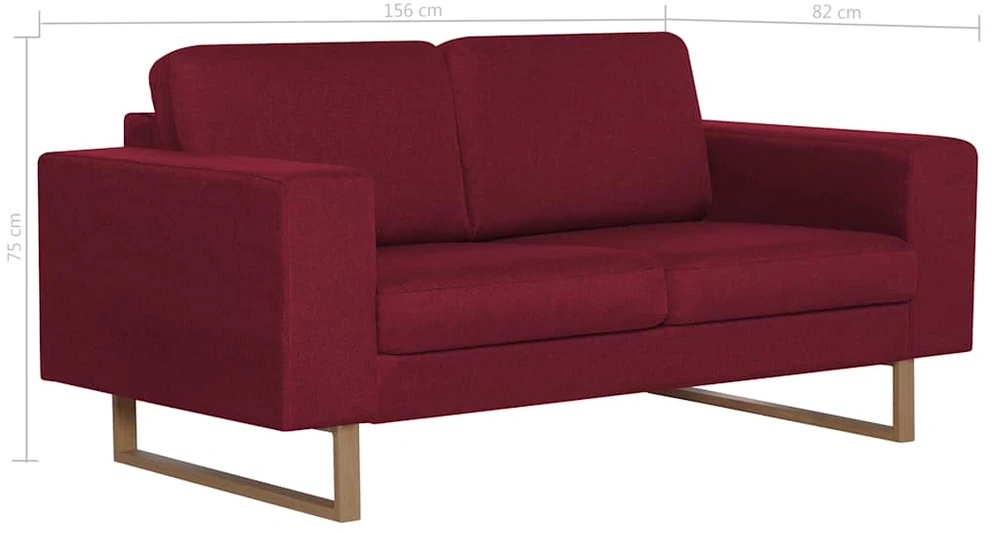 Sofa Sofų komplektas, 2d., vyno raud. sp., audinys