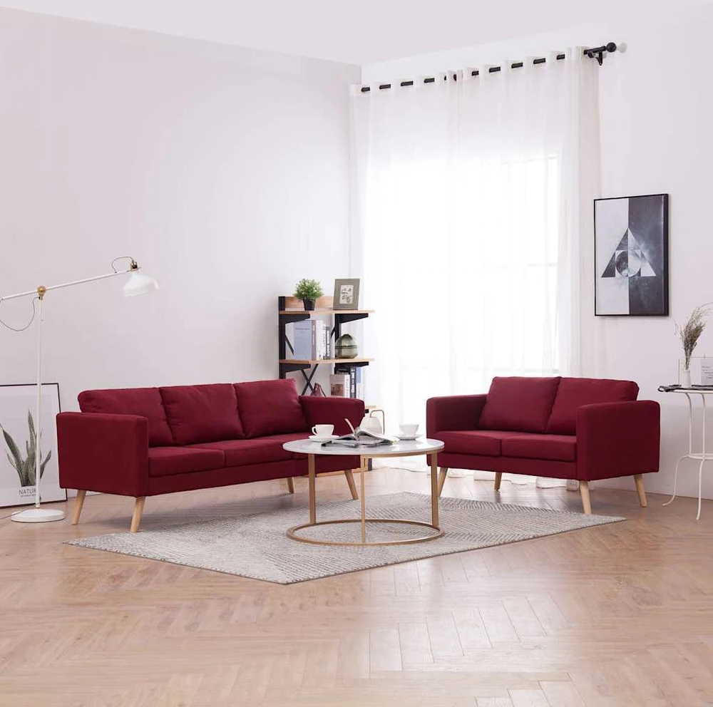 Sofa Sofų komplektas, 2d., vyno raud. sp., audinys