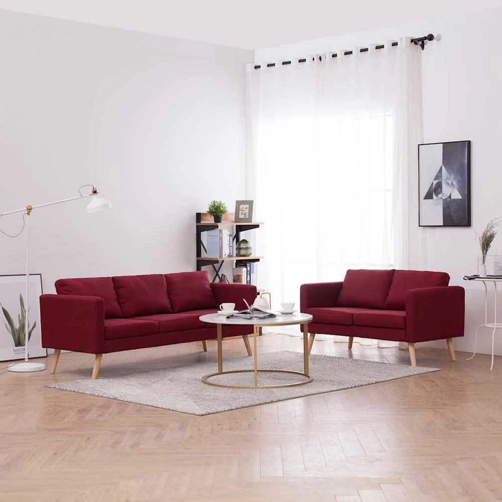 Sofa Sofų komplektas, 2d., vyno raud. sp., audinys