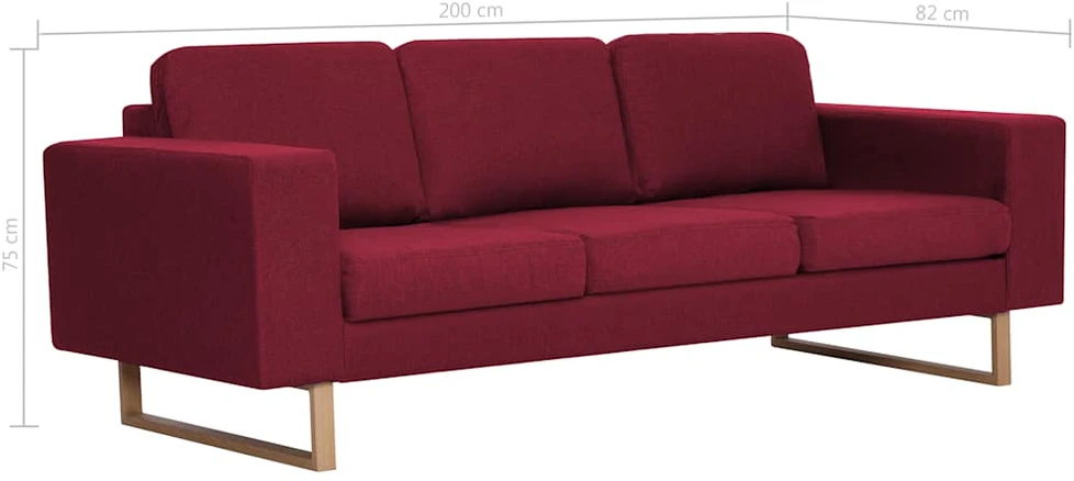 Sofa Sofų komplektas, 2d., vyno raud. sp., audinys