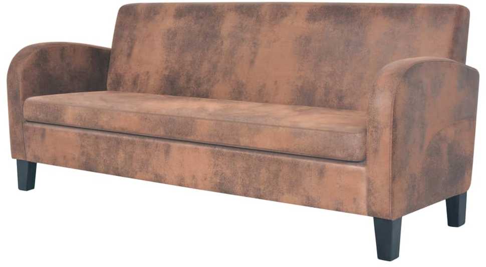 Sofa Sofų komplektas, 2vnt., dirbtinės zomšos odos, rudas