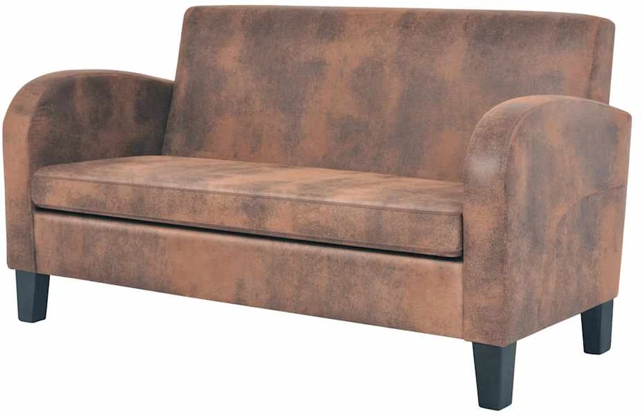 Sofa Sofų komplektas, 2vnt., dirbtinės zomšos odos, rudas