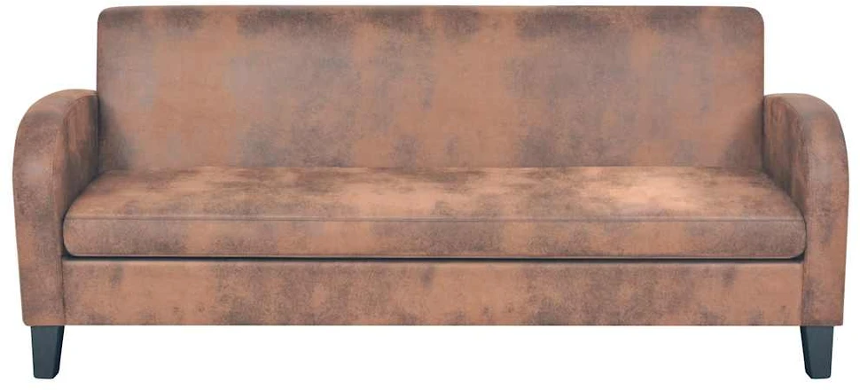 Sofa Sofų komplektas, 2vnt., dirbtinės zomšos odos, rudas