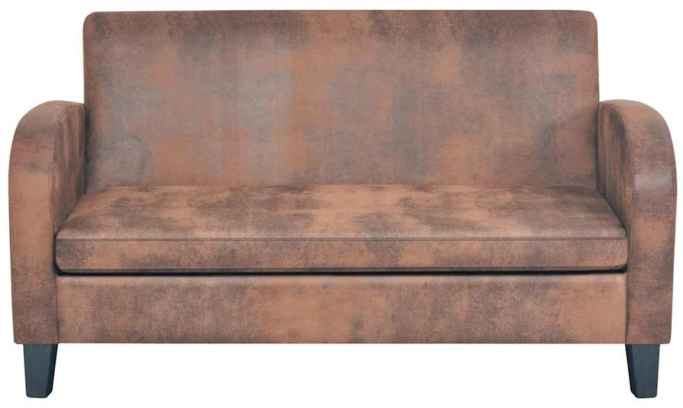 Sofa Sofų komplektas, 2vnt., dirbtinės zomšos odos, rudas