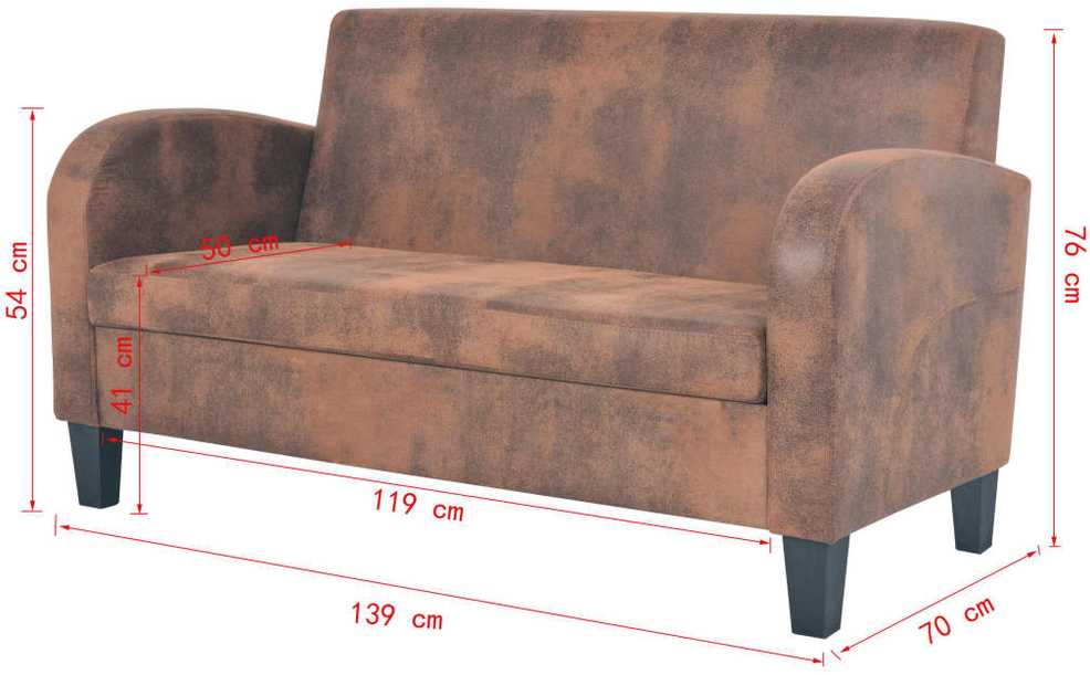 Sofa Sofų komplektas, 2vnt., dirbtinės zomšos odos, rudas