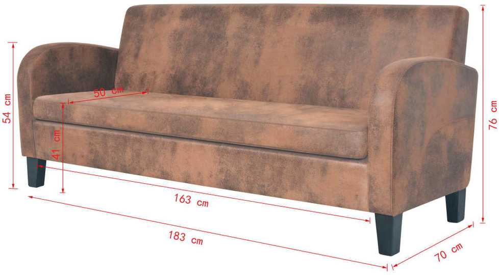 Sofa Sofų komplektas, 2vnt., dirbtinės zomšos odos, rudas