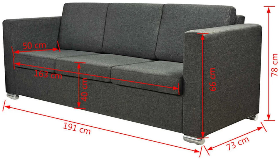 Sofa Sofų komplektas, 2vnt., tamsiai pilkos, audinys