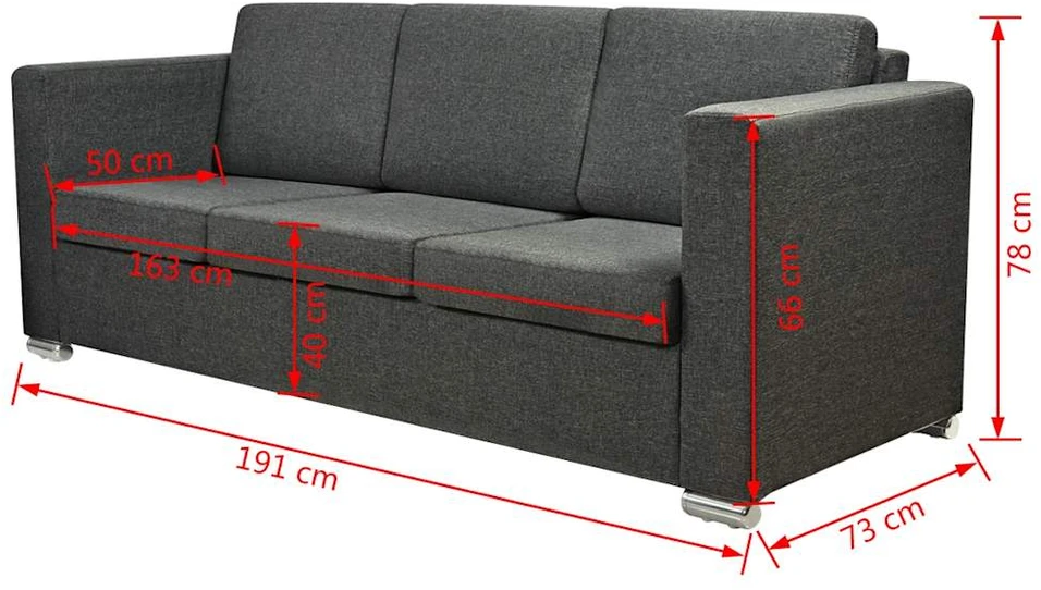 Sofa Sofų komplektas, 2vnt., tamsiai pilkos, audinys