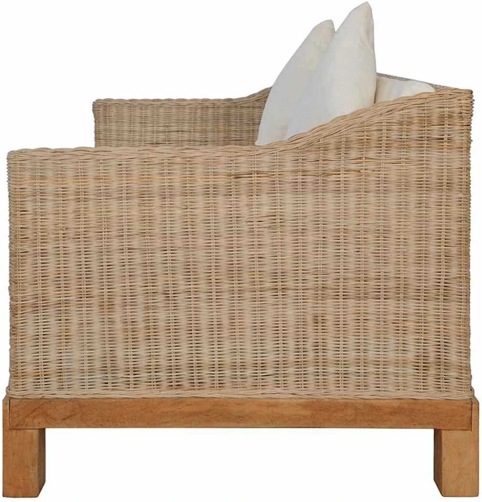 Sofa Sofų komplektas su pagalvėlėmis, 3 d., natūralus ratanas