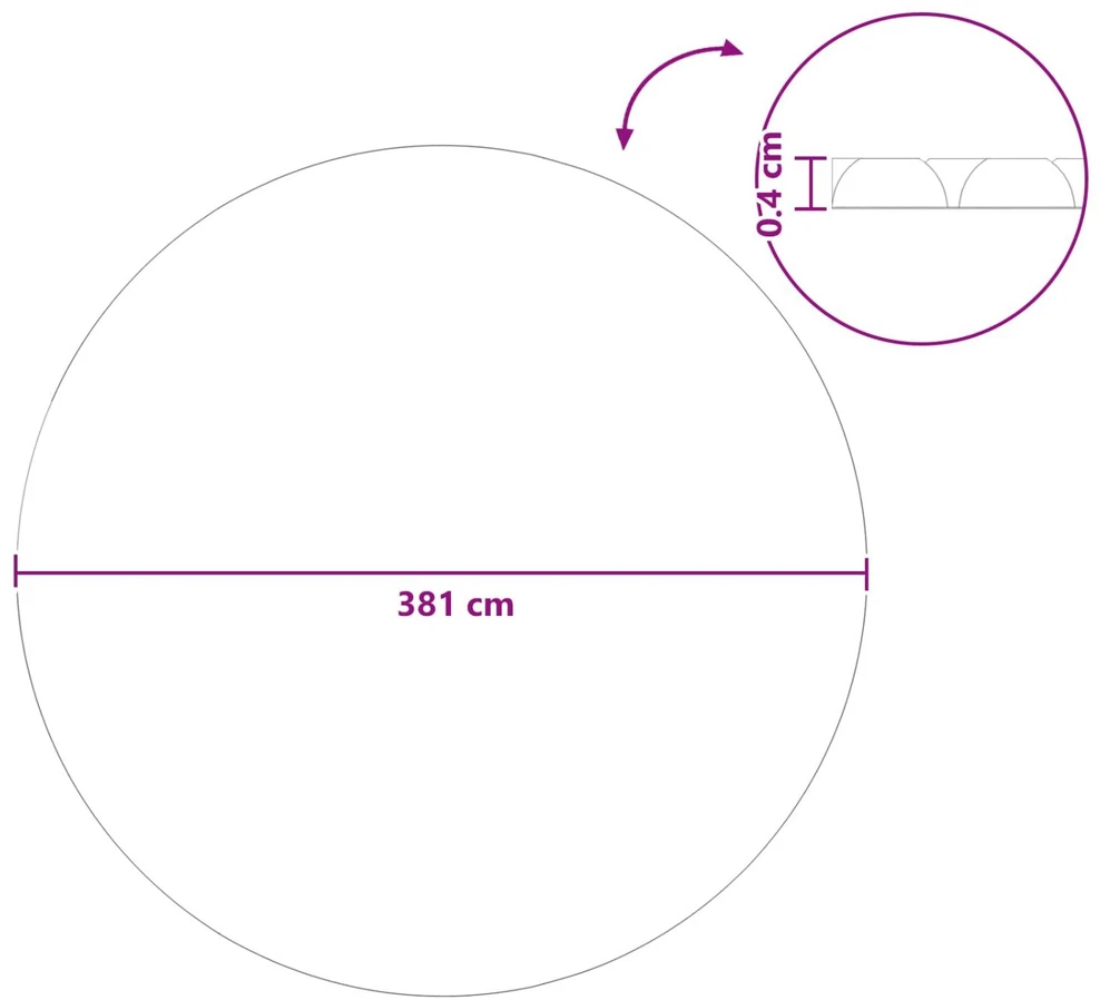 Solonginė baseino uždanga sunkios kokybės Ø 381 cm 200 μm PE