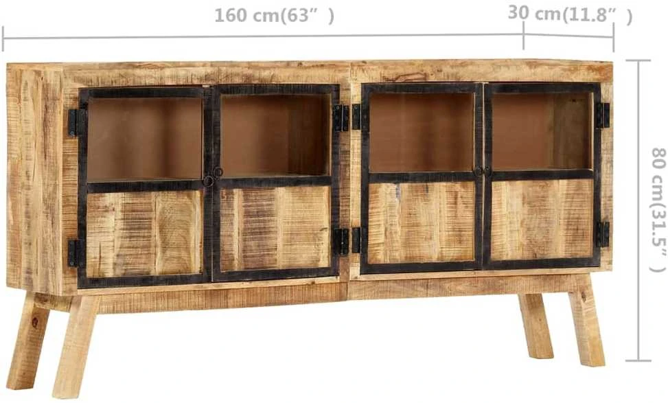 Šon. spint., rud. ir juod., 160x30x80cm, neap. mango med. mas.