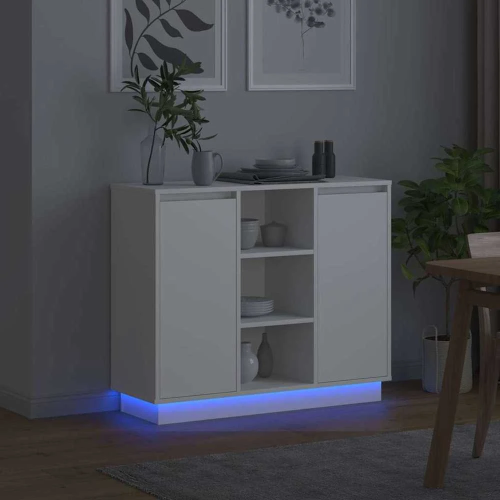 LED Bufetas Balta 90 x 32 x 75 cm Apdirbta mediena