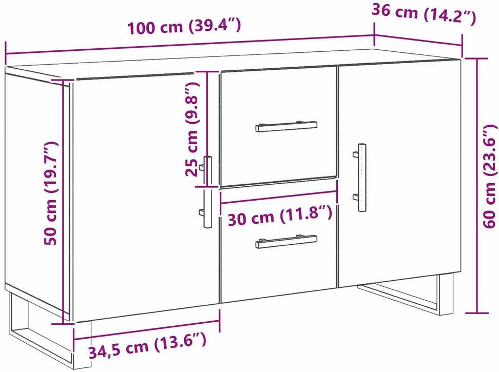 Kabalas Juodas ąžuolas 100 x 36 x 60 cm Apdirbta mediena