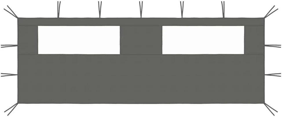 Šoninė pavėsinės siena su langais, antracito spalvos, 6x2m