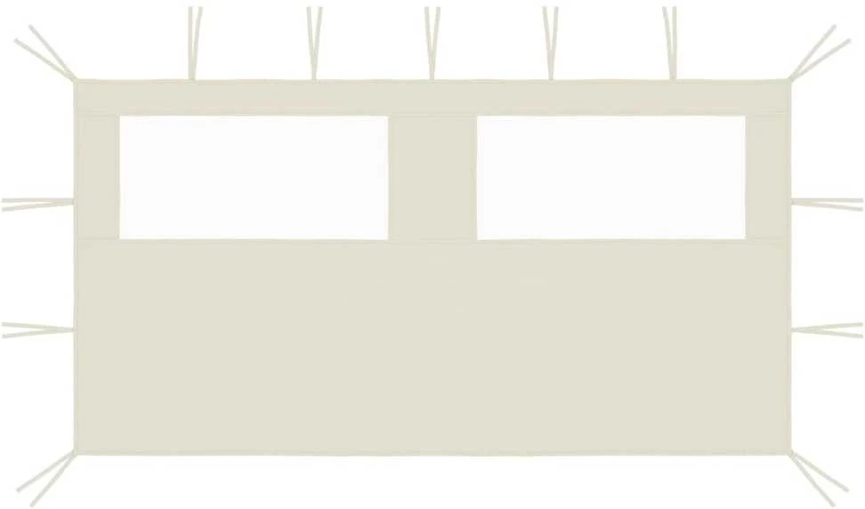Šoninė pavėsinės siena su langais, kreminės spalvos, 4x2m