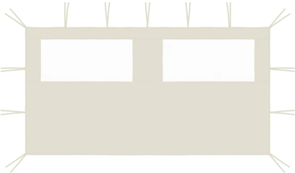 Šoninė pavėsinės siena su langais, kreminės spalvos, 4x2m