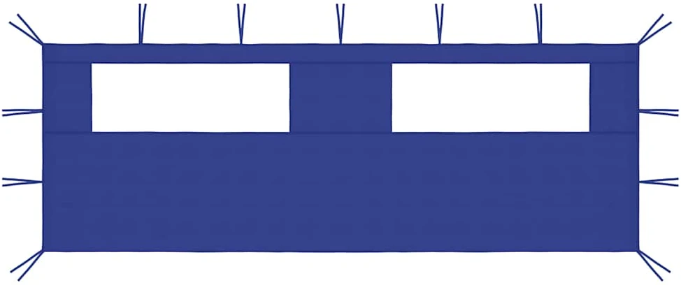 Šoninė pavėsinės siena su langais, mėlynos spalvos, 6x2m