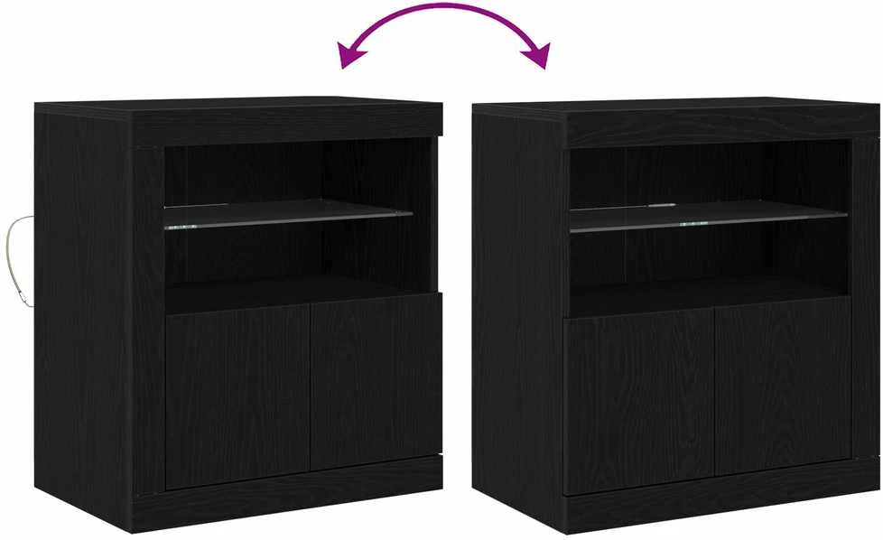 LED Bufetas Juoda 60,5 x 37 x 67 cm Apdirbta mediena