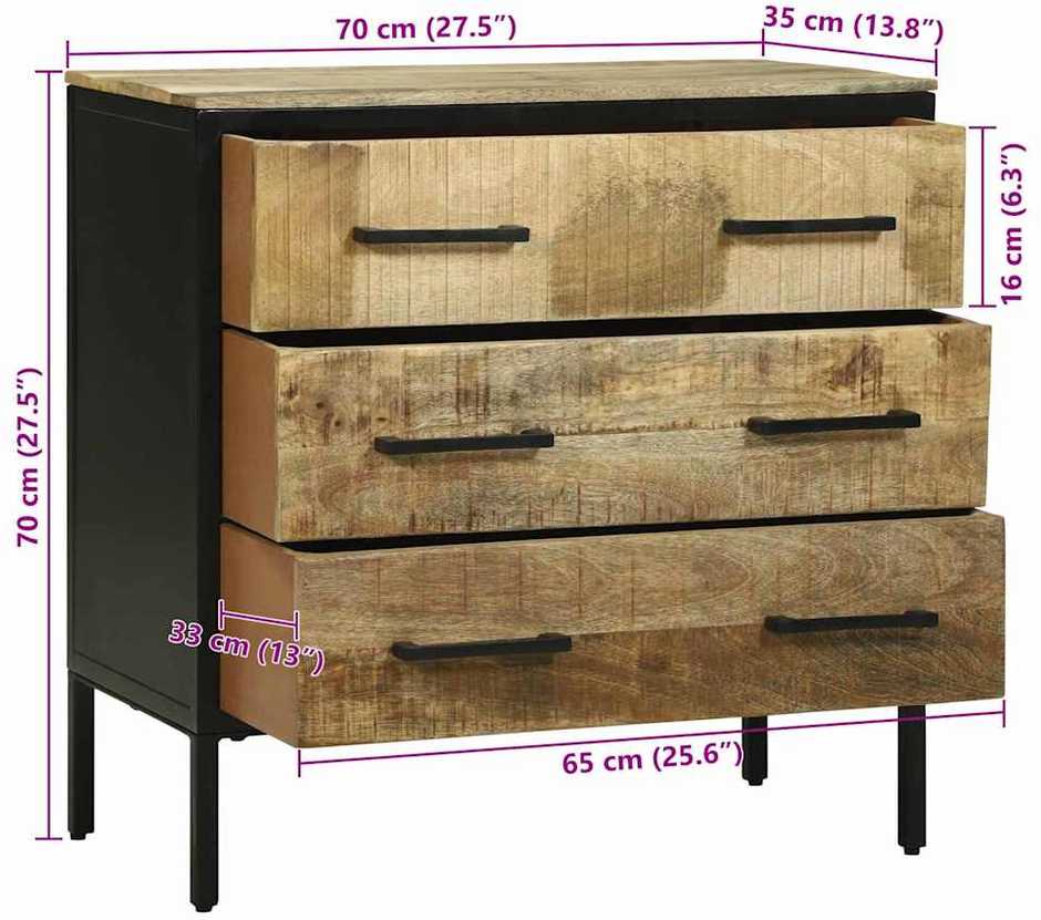 Kabalas su stalčių 70 x 35 x 70 cm Mango medienos masyvas