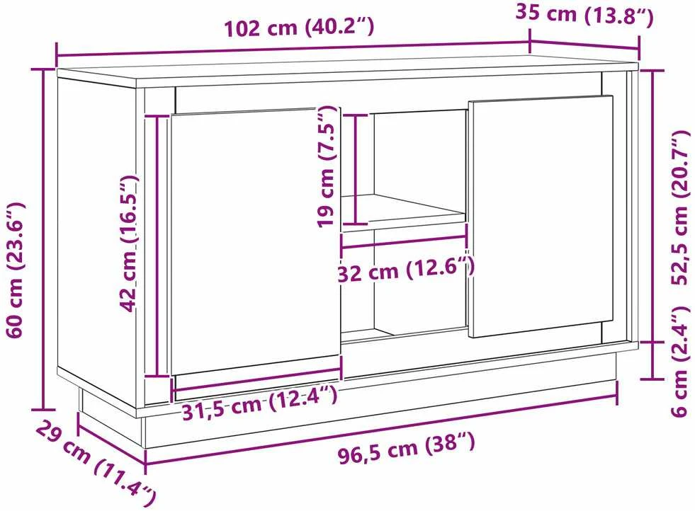 Kabalas Juodas ąžuolas 102 x 35 x 60 cm Apdirbta mediena