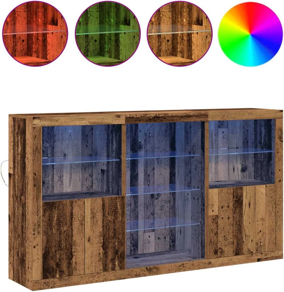 LED Bufetas Senas medis 181,5 x 37 x 100 cm Apdirbta mediena