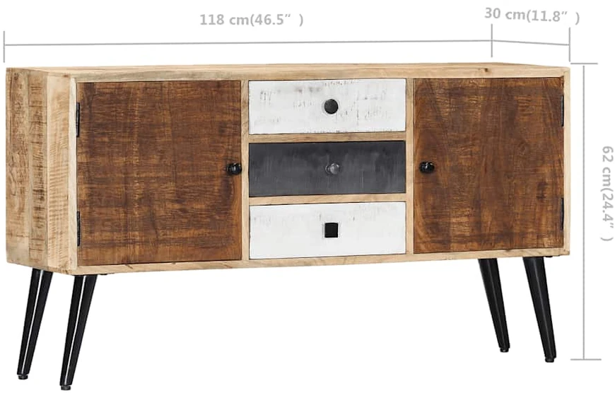 Šoninė spintelė, 118x30x62 cm, mango medienos masyvas