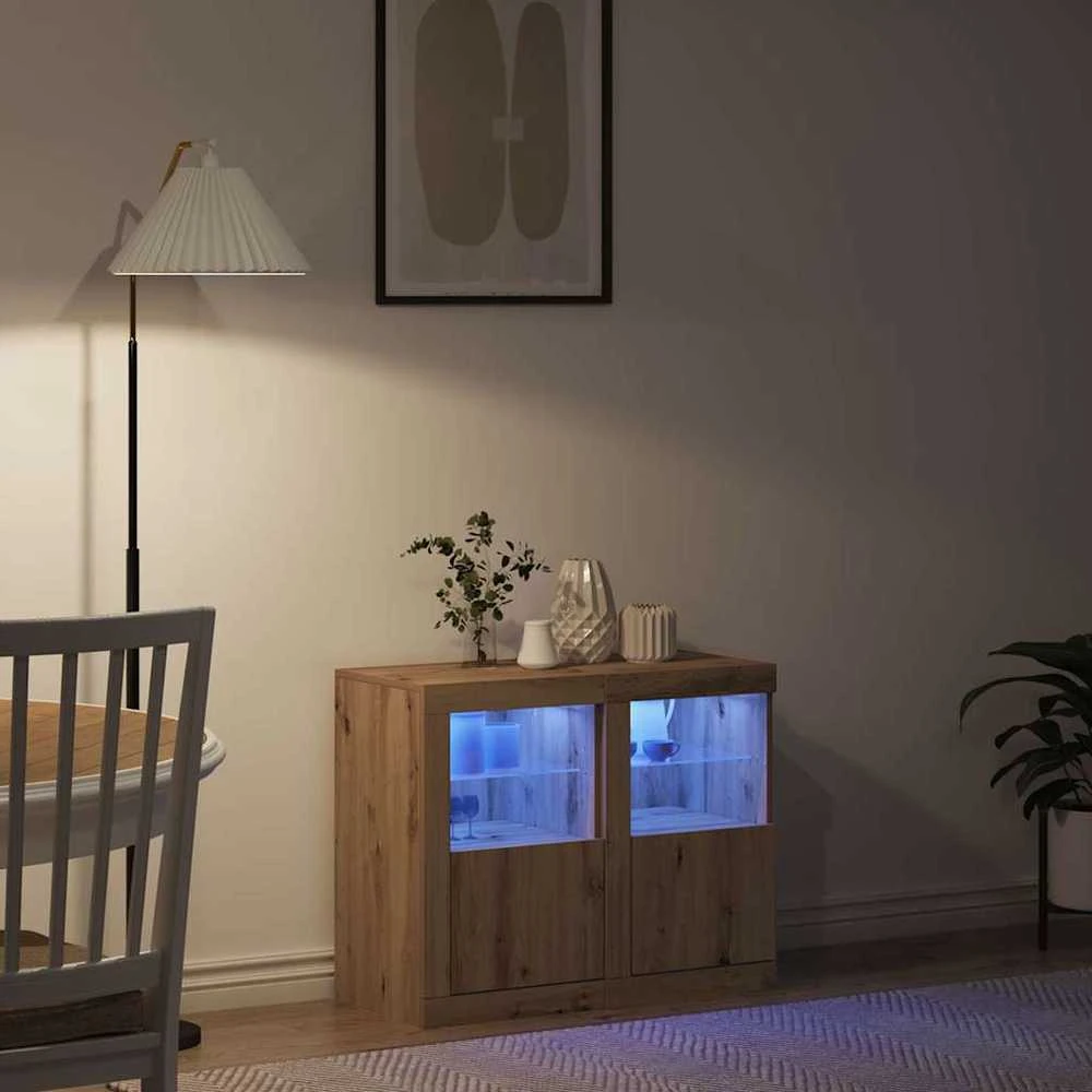 LED Bufetas 2 vnt. 41 x 37 x 67 cm Apdirbta mediena