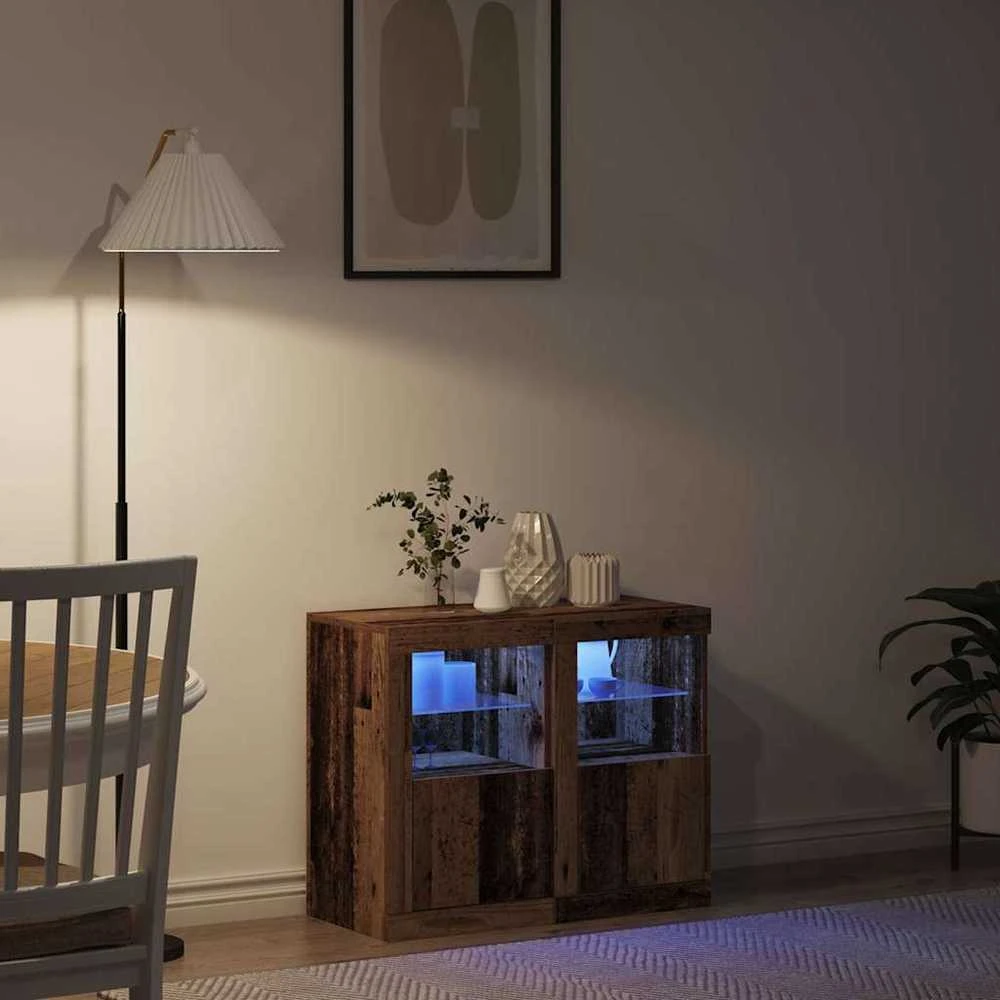 LED Bufetas 2 vnt. 41 x 37 x 67 cm Apdirbta mediena Senas medis