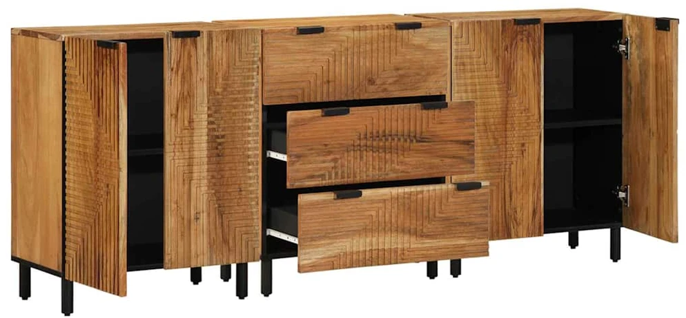 Šoninė spintelė 3 vnt. 180 x 33 x 75 cm Kietos akacijos mediena