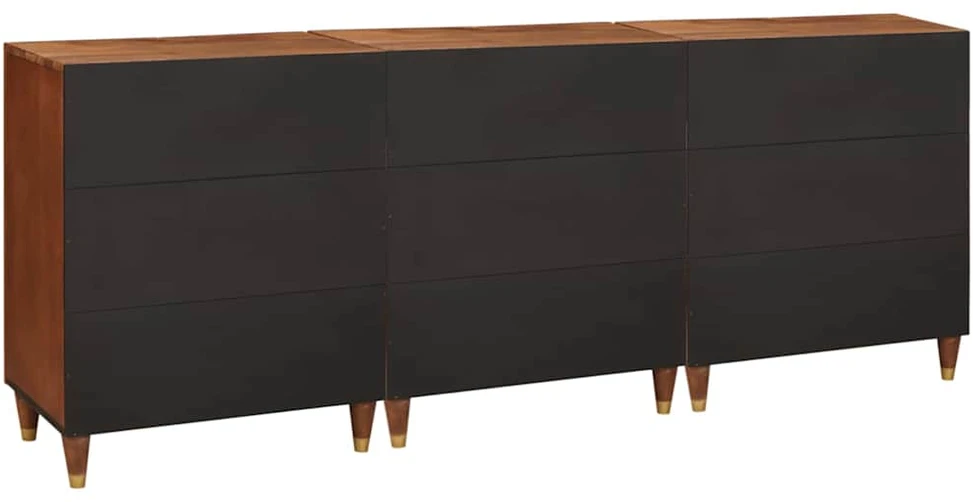 Šoninė spintelė 3 vnt. 180 x 33 x 75 cm Kietas mango medis Ruda