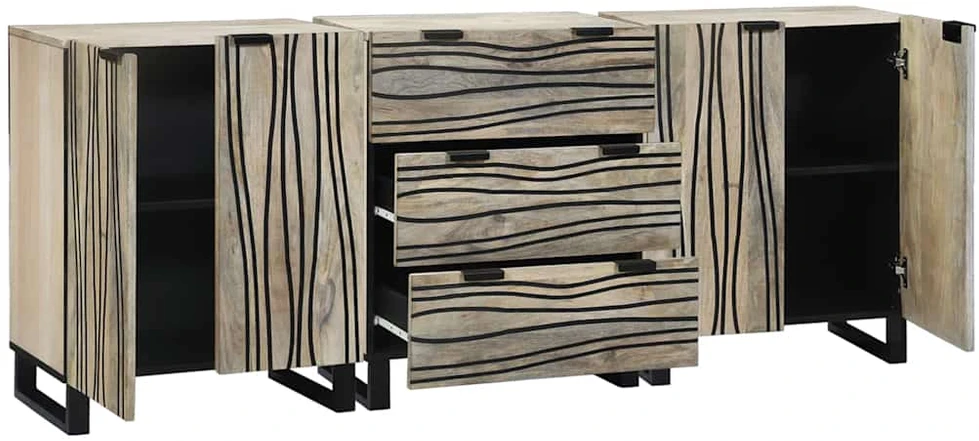 Šoninė spintelė 3 vnt. Balta 180 x 33 x 75 cm